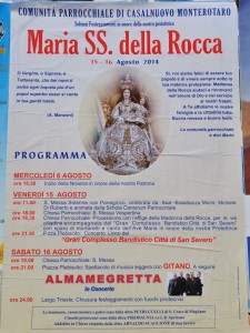 Culto e festa patronale casalnovese di Maria SS. della Rocca