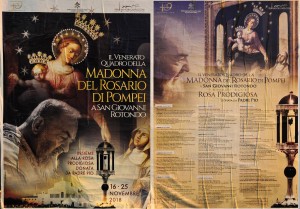 Arrivo e permanenza del quadro della Madonna di Pompei e della rosa di San Pio